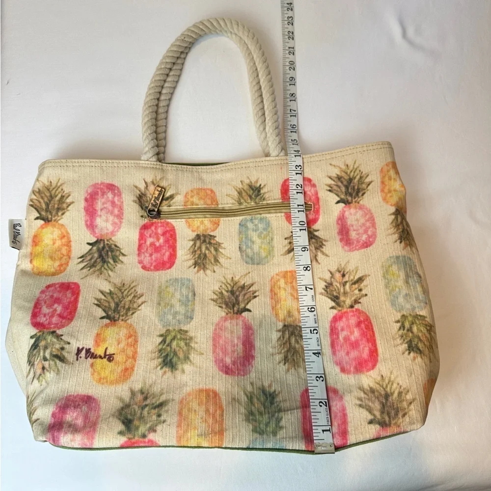 Sun n Sand Paul Brent Signed Colorful Pineapple Tote‎ Bag